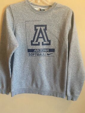 Nike University of Arizona softball crewneck cotton poly gray/blue size small